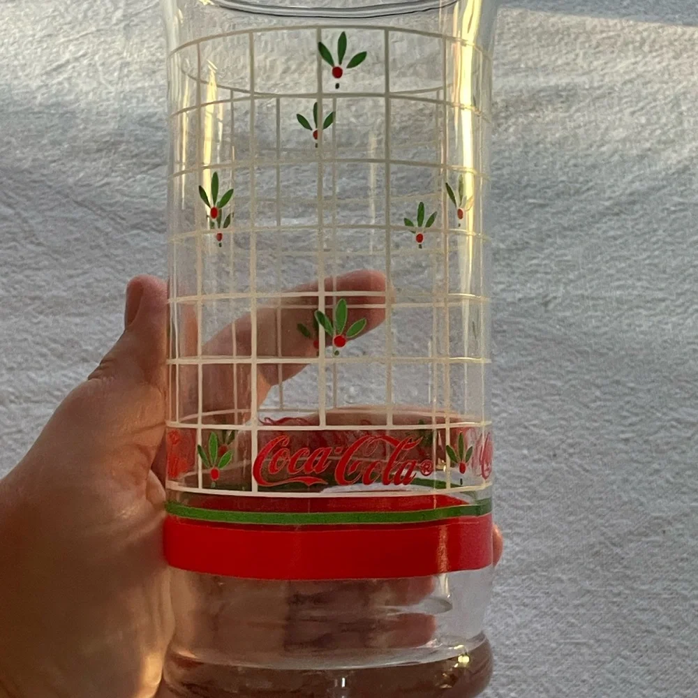 Vintage Coca-Cola Holiday Glass with Red and Green Accents